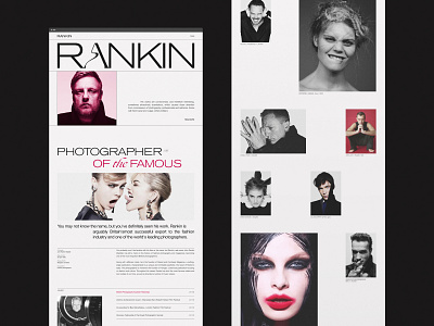 Longread page concept branding dark design graphic design longread photography pink rankin typography ui
