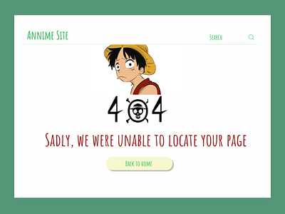 Annime site 404 page daily UI challenge_08 dailyui design ui