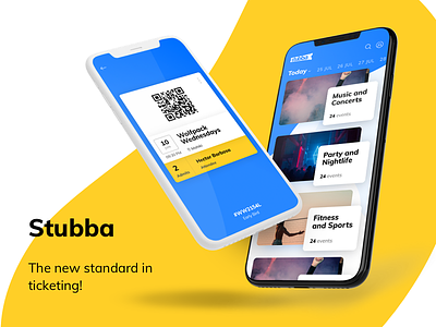 UI design for Stubba app artistmichi booking designway event float ios iphone stubba ticket ui uidesign yellow
