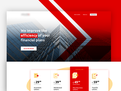 Home page of a paraplanning firm artistmichi design designway finance graphic hero illustration landing minimal pricing red ui vector white