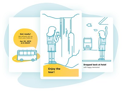 How it works Illustrations for Been City artistmichi beencity bus design designway goa graphic help how it works illustration minimal sketch sketch app tourism travel typography ui web design vector