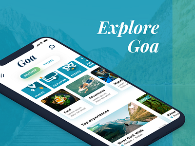 Home screen of Been City app artistmichi beencity branding design designway goa green illustration tourism travel typography ui ui design ux vector