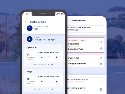 Rental - Booking vehicles and adding reminders