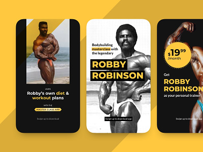 Instagram Promotional stories for Robby Robinson artistmichi design designway fitness instagram minimal promotion robby robinson store app story training typography vector workout