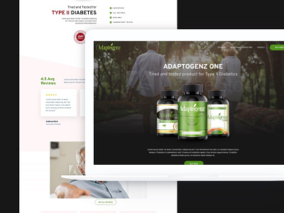 Adaptogenz One home page design adaptogenz artistmichi bottle designway diabetes ecommerce graphic hero home medicine page product type 2 typography ui design ux