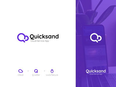 Quicksand Cloud Service App Logo Design Concept brand identity branding cloud design it lettermark logo logo concept logo design minimalist logo modern monogram pictorial technology wordmark