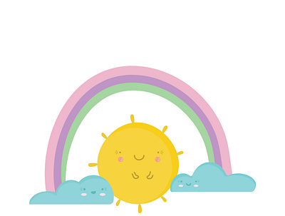 Illustration Sun With Rainbow And Clouds illustration illustration cloud illustration rainbow illustration sun illustrator paint