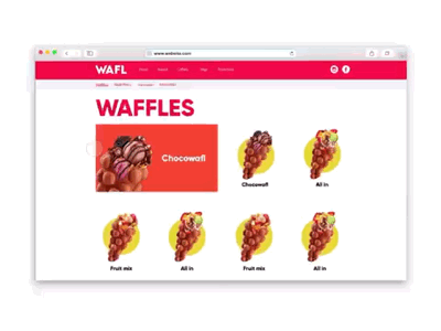 WAFL website | menu page animation design prototype ui ux web