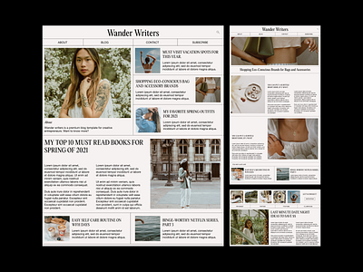 Wander Writers - Editorial Style Blog Template blog blog design branding design minimal typeface typography web design webdesign website