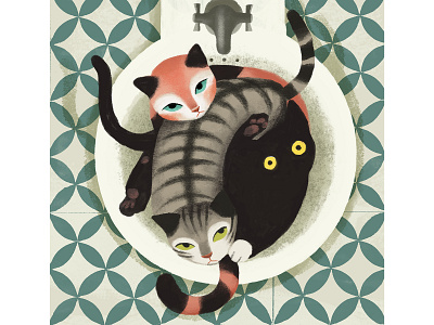 "Three Cats in the Sink" by Caterina Baldi childrens book colorful coverbook illustration