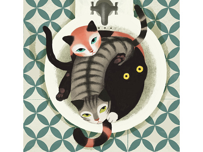 "Three Cats in the Sink" by Caterina Baldi