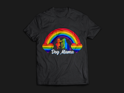 rainbow t shirt  design mama dog