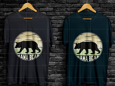 Mama Bear Retro T-Shirt Design