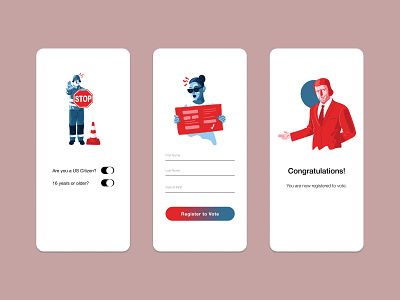 Voter Registration Concept App ballot concept election flat illustration minimal minimalism mobile app mobile ui ui ui design ui ux ux design vote