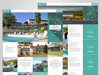 Windows on Tuscany website green grey light blue properties real estate square grid squares ui user experience user interface ux white