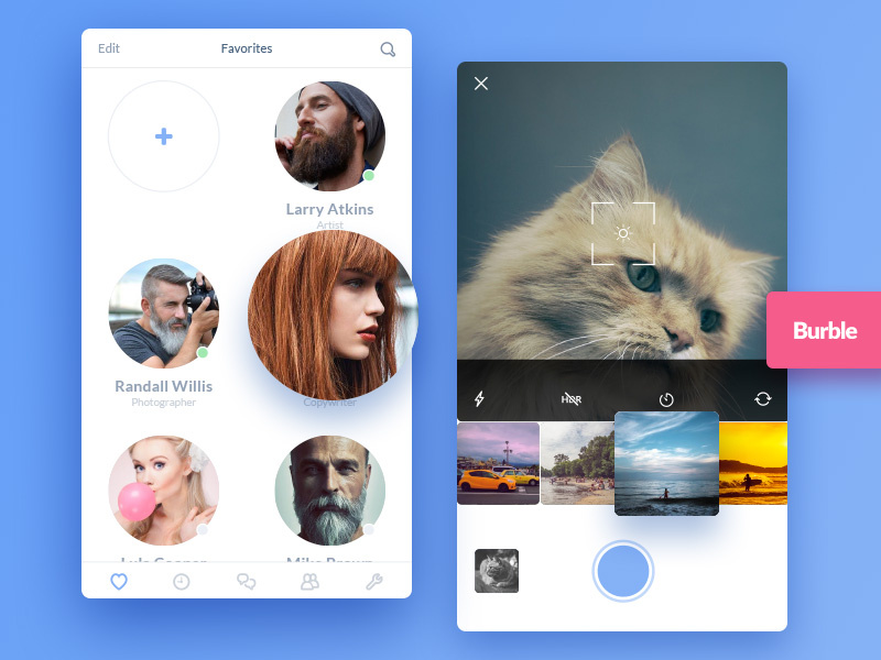 Burble Mobile Ui Kit avatar burble photo ios mobile app icon colorfull ui kit chat