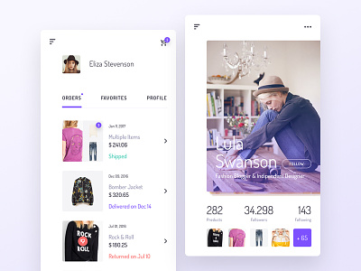 Unveile Profiles app ecommerce mobile modern reader sketch social template ui ui kit unveile user interface