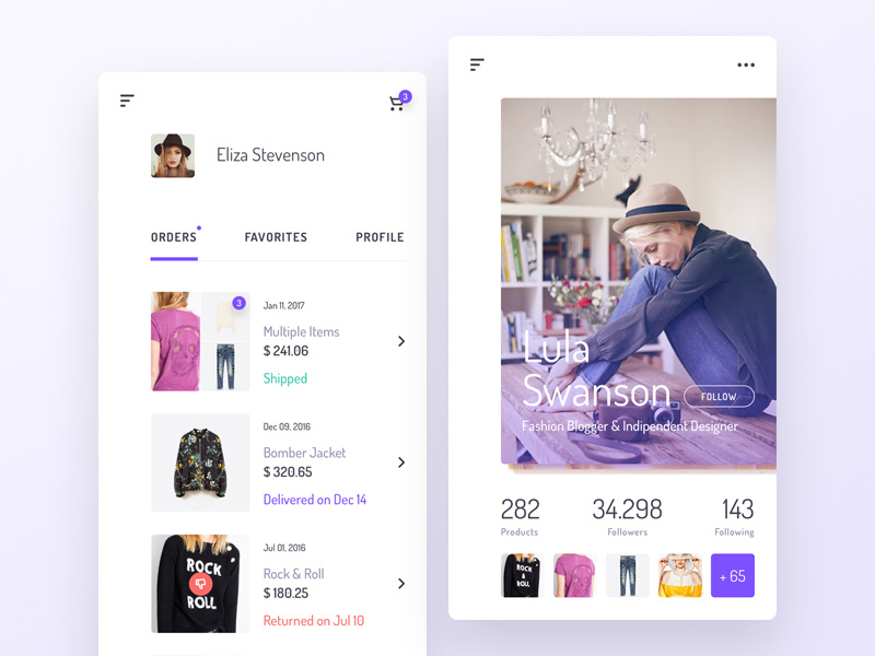 Unveile Profiles social reader ecommerce template mobile modern unveile app user interface sketch ui kit ui