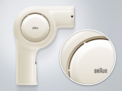 Braun Hairdryer NHD6 braun dieter rams icon icon design illustration light photoshop reflections vector