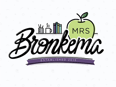 Teacher Name Print | Mrs. Bronkema apple hand lettering icon mrs name script teacher
