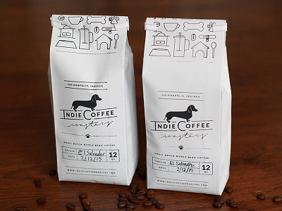 Indie Coffee Roasters Packaging Design coffee coffee bag coffee packaging coffee pattern dog dog icons icon pattern indie coffee indie roast packaging