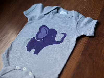 Baby Elephant Three Onesie baby elephant illustration newborn onesie print screenprint three