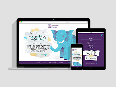 Element Three Website Design branding handmade illustration layout typography web web layout website website design