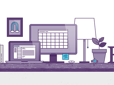 Monocromatic Desk Illustration