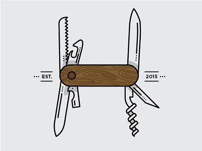 Swiss Army Knife T-shirt Design army knife camping illustration knife swiss army wood grain