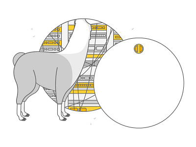 Ollie Product Error Illustration error hatch llama ollie server room servers wires