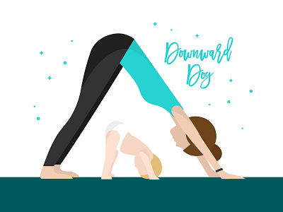 Downward Dog Illustration for The Bump baby baby exercise bump dog downward dog exercise fitness newborn people workout yoga
