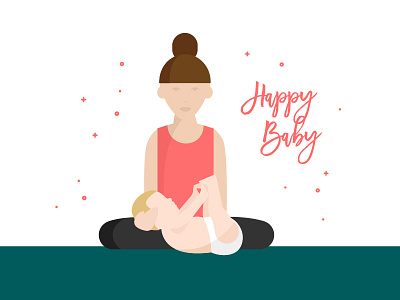 Happy Baby Illustration for The Bump baby baby exercise bump fit mom fitness happy happy baby mom newborn people yoga