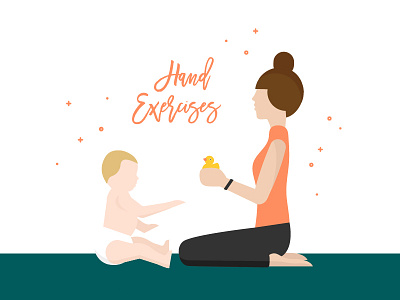 Hand Exercise Illustration for The Bump baby baby exercise bump duck exercise fitness hand exercise mom newborn people sitting