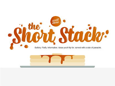 Short Stack Newsletter Graphic butter pancakes plate short stack stack syrup table typography