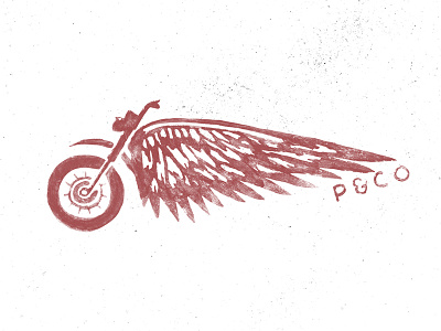 P&Co Winged Motorcycle cafe racer hand lettering handcrafted illustration lettering motorcycle painting typography watercolor