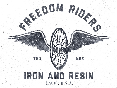 Iron & Resin - Freedom Riders cafe racer hand lettering hand made handcrafted iron and resin lettering motorcycle old school t shirt typography vintage wings