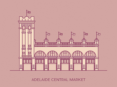 Adelaide Central Market adelaide architecture australia building central design flat icon illustration market south vector
