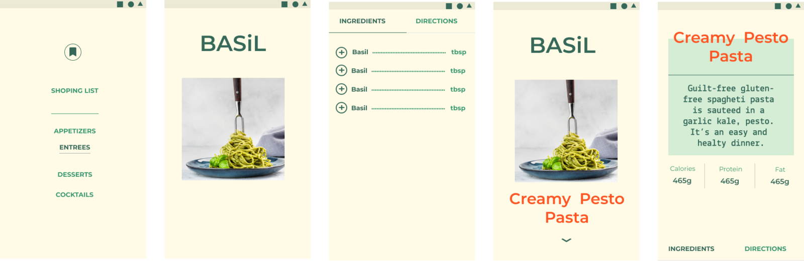 Basil is a recipe app that uses Material Design components by