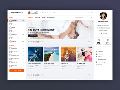 Music Dashboard admin dashboard music profile responsive retina ui ux