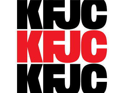 KFJC KFJC KFJC call letters custom lettering herb lubalin kfjc ligature logo radio thick lines tight but not touching