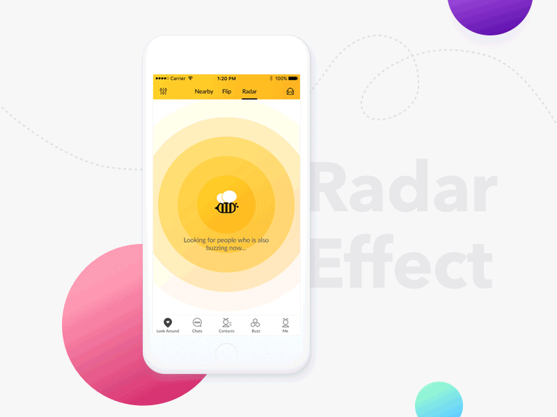 Dribbble Radar Effect animation app clean flinto friends minimal networking photoshop principle radar sketch social