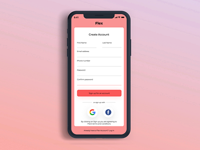 Sign up Screen app daily 100 challenge dailyui dailyuichallenge design figma iphone x sign up ui