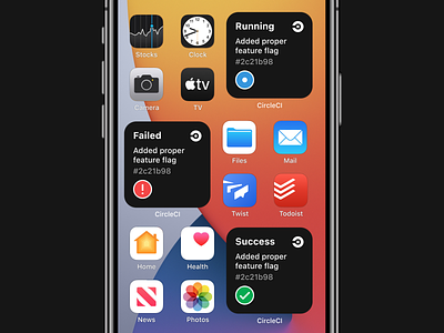 CircleCI — iOS 14 Widget app ci circleci design dev devops dublin dx ios ios14 ireland mobile notification status ui ux widget