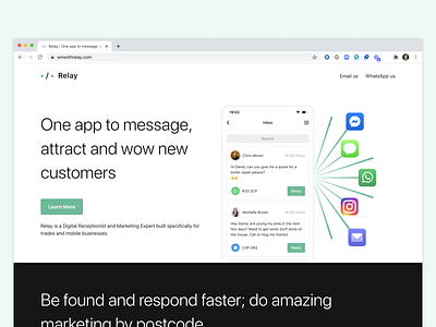 Relay — Website Shipped app clean customers design dublin inbox ios ireland local marketing message minimal mobile mvp social typography ui validate web