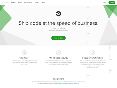 Landing Page Design Process circleci continuous integration deploy dimensions docker enterprise github grid iterate landing page process sauce labs