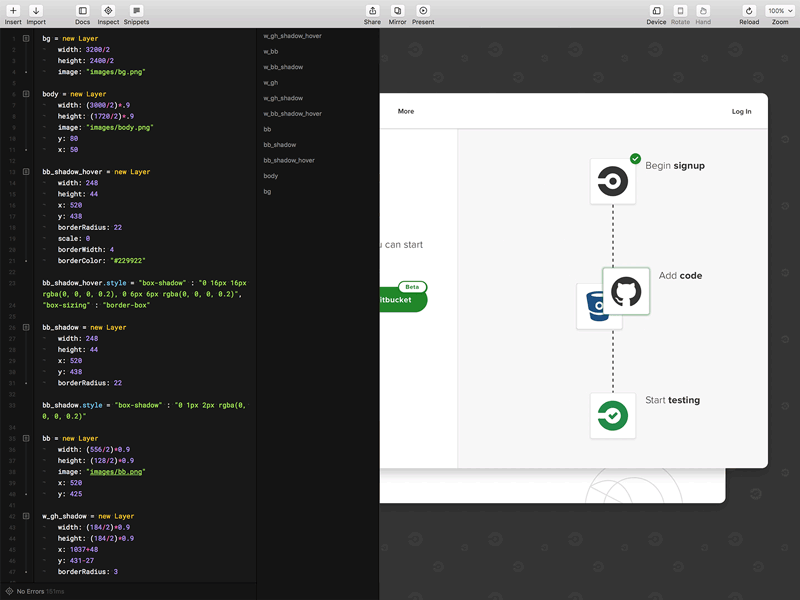 Signup Page — Framer Prototype Iteration animate beta bitbucket circleci code framer framerjs github iteration prototype signup wip