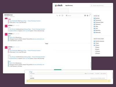 Dribbble Activity Slackbot
