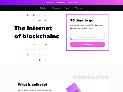 Blockchain — Landing Page bitcoin blockchain chain crypto cryptocurrency decentralise ethereum future gradient playful polkadot token