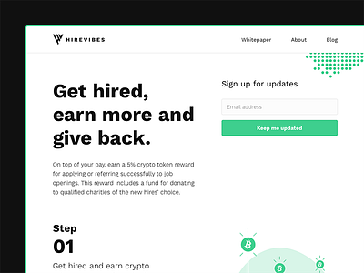 HireVibes — Landing Page Iteration about bitcoin blockchain coin crypto cryptocurrency ethereum hire hirevibes jobs token vibes