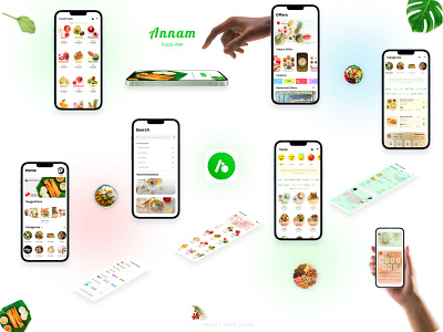 Annam Food delivery app adobe app branding delivery design figma food green portfolio sketch ui ux